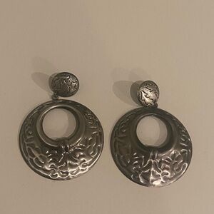 Vintage Dark gray muted hoop earrings